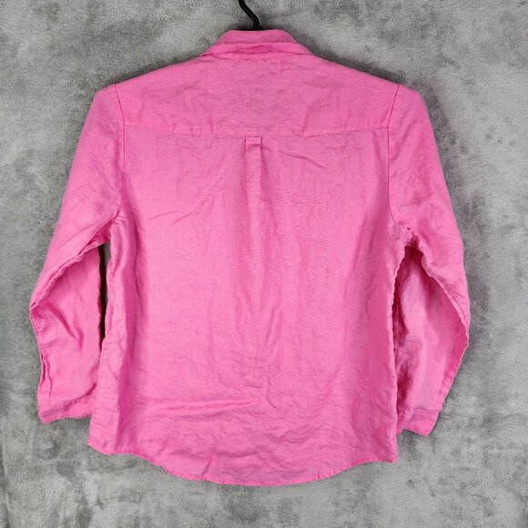 Womens Pink Chaus Sport Linen Shirt Button Up Long Sleeve Pockets Size L - Picture 8 of 11